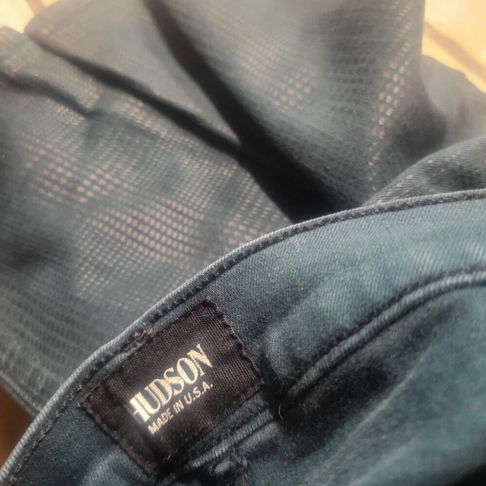 Hudson Women's Dark Green Plaid Scoring w/Sheen Skinny Jean - Size 28 - Picture 7 of 11